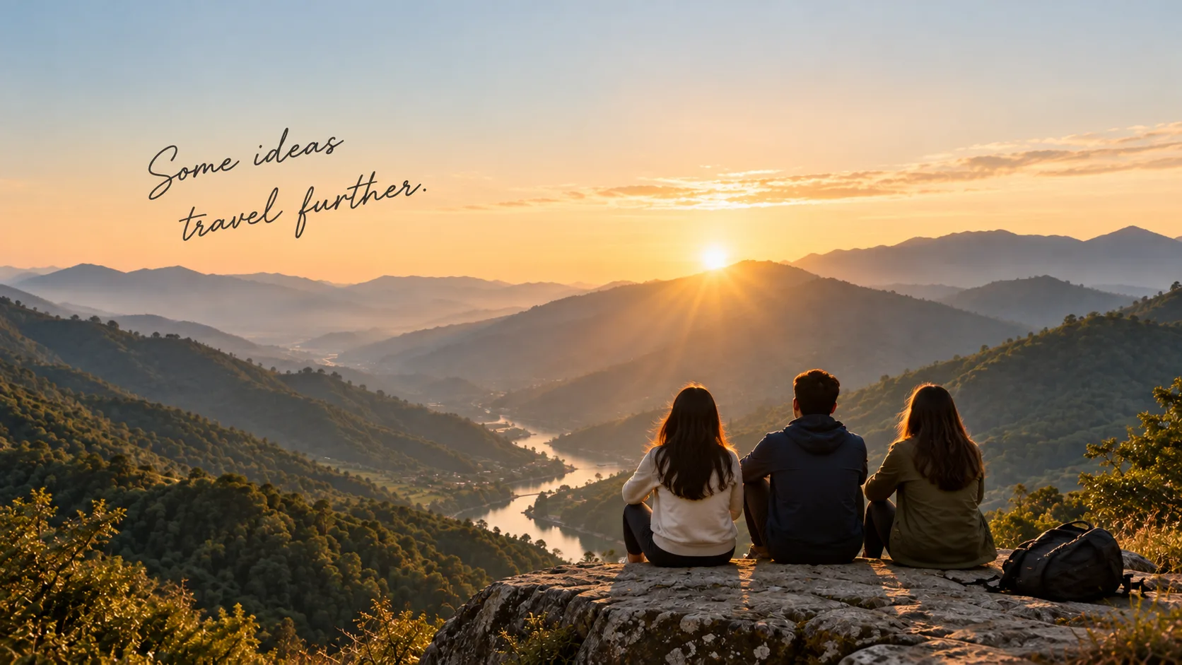 AROSH founders looking over the Uttarakhand mountains at sunrise